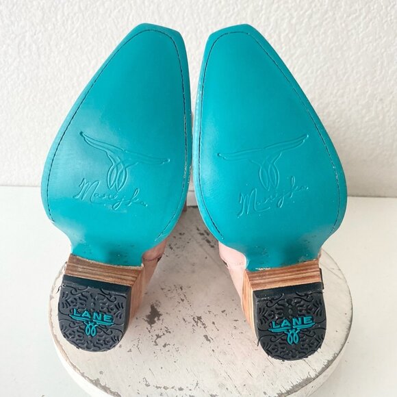 Lane SMOKESHOW Womens Cowboy Boots 7.5 Pink Leather Western Cowgirl Mid Calf - Picture 8 of 11